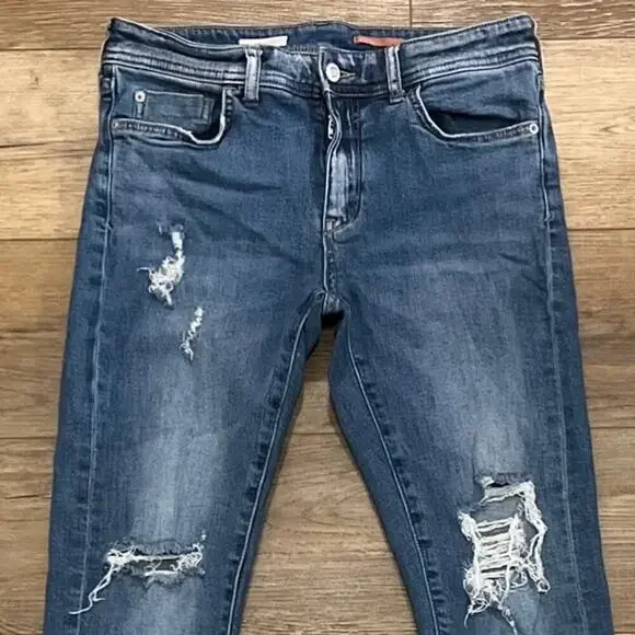 Anthropologie Pilcro Slim Boyfriend Crop Jeans Women's Size 27 Distressed Boho - Picture 6 of 13